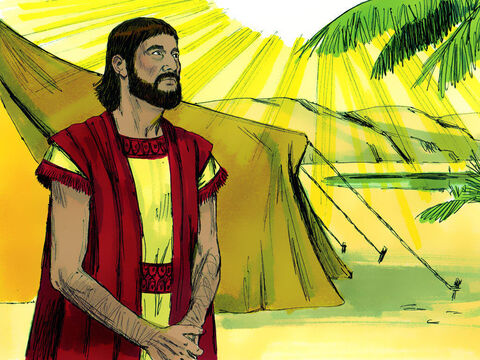 उत्पत्ति 12:4,9<br/>और इस समय तक अब्राम 75 साल का हो चुका था। यहोवा ने उस कनान की ओर अपनी यात्रा जारी रखने के लिए कहा। – Slide número 5