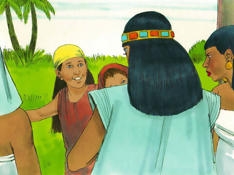 निर्गमन 2:7 मिरियम, जो देख रही थी, राजकुमारी के पास आई। 'क्या मैं जाकर किसी इब्री महिला को आपके लिए बच्चे को दूध पिलाने के लिए ले आऊं?' उसने पूछा। 'हाँ,' राजकुमारी ने उत्तर दिया। – Slide número 20