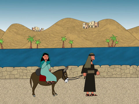 यूसुफ और मरियम को बैतलहम शहर तक पहुंचने में काफी दिन लग गए। – Slide número 6
