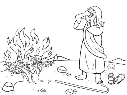 परमेश्वर ने झाड़ी में से उसे पुकारा, 'मूसा, हे मूसा!' जरा भी करीब मत आना। अपनी सैंडल उतारो। आप पवित्र भूमि पर खड़े हैं।' – Slide número 3