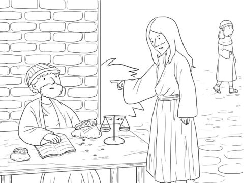 यीशु बाहर गया और उसने लेवी नाम एक चुंगी लेनेवाले को चुंगी की चौकी पर बैठे देखा। – Slide número 1