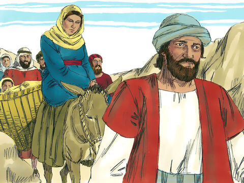 मरियम और यूसुफ के लिए इसका मतलब बेथलहम शहर के दक्षिण में एक लंबी यात्रा थी क्योंकि वे दोनों राजा दाऊद के वंशज थे। मरियम का बच्चा पैदा होने वाला था। – Slide número 13