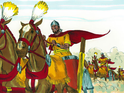 और उनकी सेना दाऊद के राज्य की सीमा के पास हेलाम में एकत्रित हुई। और राजा दाऊद ने अपनी सेना एकत्रित और हेलाम में उनसे लड़ने चला गया। – Slide número 12