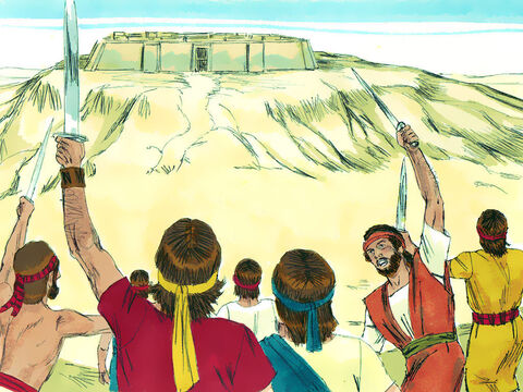 यरूशलेम, सिय्योन पर्वत पर एक किला था जो बहुत ही सुरक्षित था इसलिए यबूसिओं ने घमंड करके कहा। तुम इसमें कभी प्रवेश नही कर पाओगे कोई अंधा और लंगड़ा भी तुम्हे भगा देगा। – Slide número 3