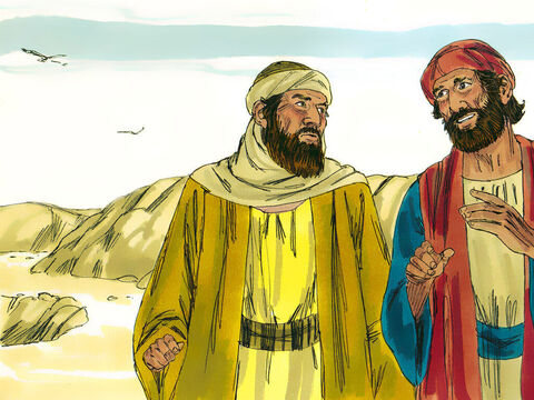 यीशु को कब्र में रखे तीन दिन हो चुके थे और तीसरे दिन चेलों में से दो चेले यरूशलेम के मार्ग पर जा रहे थे। उनमे से एक क्लियोपास था। – Slide número 1