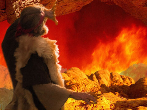 भूकम्प के बाद आग निकली, परन्तु यहोवा आग में नहीं था। – Slide número 19
