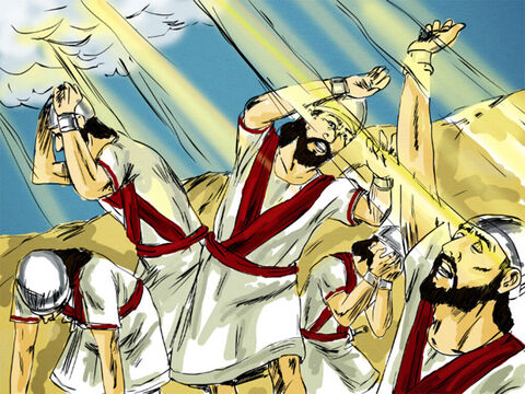 जैसे ही शत्रु उसकी ओर आया, एलीशा ने प्रार्थना की, 'इस सेना को अंधा कर दो।' जैसा एलीशा ने कहा था, परमेश्वर ने उन्हें अंधा कर दिया। – Slide número 5