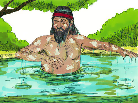 वह नदी में उतर कर डुबकी लगाने लगा, एक बार..... दो बार.... – Slide número 10