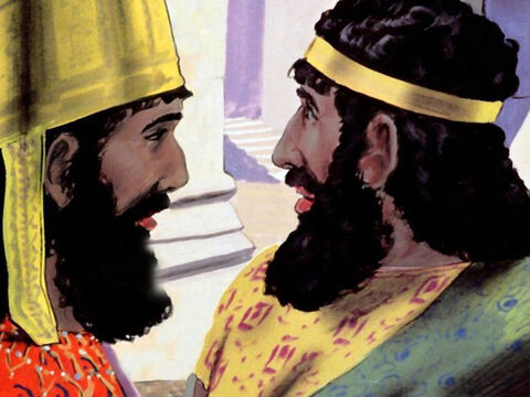 राजा ने हामान से कहा, 'ये लोग, यहूदी, तुम्हें सौंपे गए हैं, जो उचित लगे उनके साथ करो।' – Slide número 22