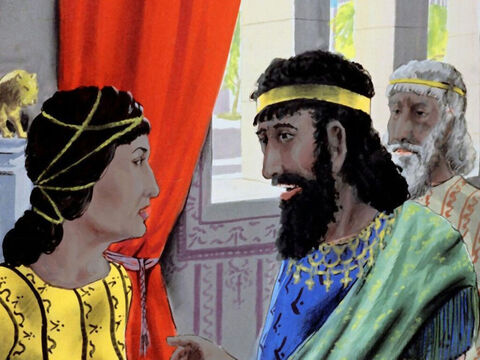 एस्तेर ने पूछा, 'क्या राजा और हामान आज रात मेरे साथ भोजन कर सकते हैं?' – Slide número 30