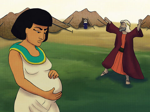 इसलिये अब्राम ने हाजिरा से विवाह किया और उसे अपनी पत्नी बनाया।<br/>हाजिरा गर्भवती हो गई और अब्राम खुश था कि उसके जीवन में एक बेटा होगा! – Slide número 3