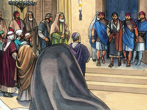 यीशु के पकड़ने वाले उस को काइफा नाम महायाजक के पास ले गए... – Slide número 1