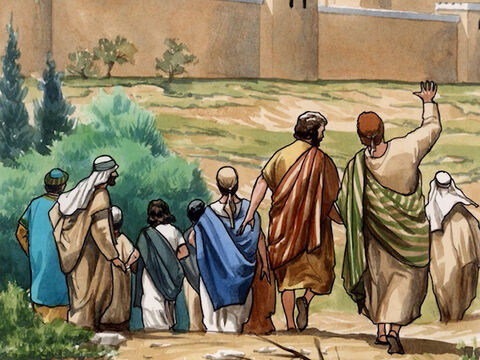 और उन्होंने यीशु की आराधना की और बड़े आनन्द से यरूशलेम को लौट गए। – Slide número 11