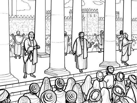आरंभिक विश्वासी मंदिर प्रांगण में एक साथ मिलते हैं। प्रेरितों के कार्य 2:42-47 – Slide número 3
