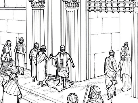 मन्दिर के बाहर एक लंगड़ा आदमी चंगा हो गया। प्रेरितों के कार्य 3:1-10 – Slide número 6