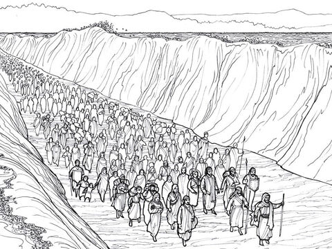 मूसा इब्रानी लोगों को लाल सागर के पार आज़ादी की ओर ले जाता है। – Slide número 9