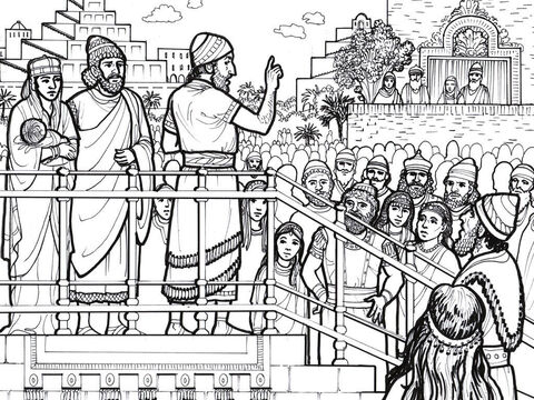 लोग एज्रा को परमेश्वर के नियम पढ़कर सुनने के लिए यरूशलेम में जलद्वार के पास इकट्ठा होते हैं। – Slide número 8