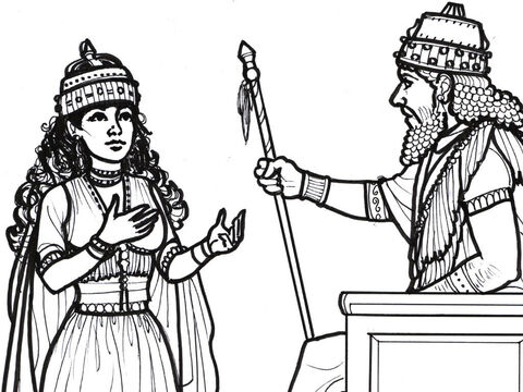 फारस के राजा ने संकेत दिया कि एस्तेर उससे बात कर सकती है। – Slide número 9