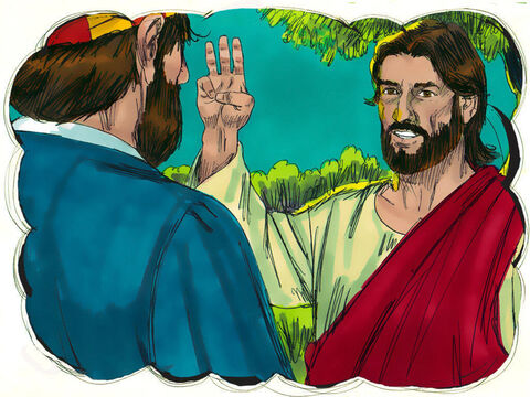 यीशु ने मुड़कर पतरस की ओर देखा। पतरस को वह बात जो यीशु ने उस से कही थी स्मरण आई, की मुर्गे के दो बार बांग देने से पहिले तू तीन बार मेरा इन्कार करेगा। – Slide número 23