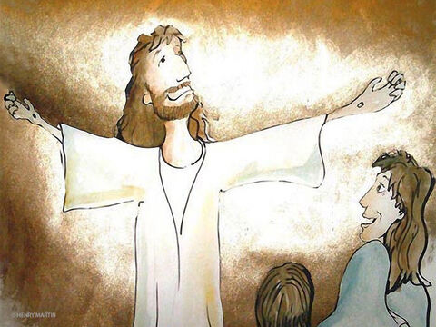 'तुम्हें शान्ति मिले!' यीशु मसीह ने कहा। फिर उसने उन्हें अपने हाथों और बाजू के घावों को दिखाया। जब उन्होंने देखा कि यीशु मसीह कब्र में से जी उठा है, तो चेले बहुत खुश हुए। – Slide número 2
