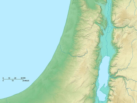 इस्राएल का मानचित्र मध्य और दक्षिणी क्षेत्रों को दर्शाता है। दक्षिण में मृत सागर है। – Slide número 3