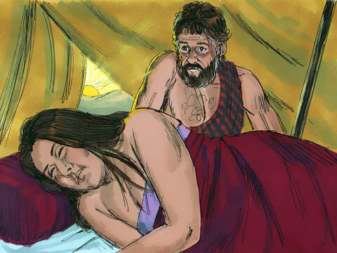 याकूब को अगली सुबह तक  पता नहीं चला कि उसका विवाह राहेल की बजाए लिया से कर दिया गया था। – Slide número 10