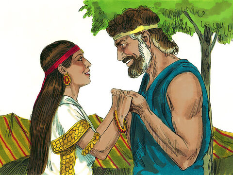 याकूब सहमत हो गया। एक हफ्ते बाद राहेल उसकी पत्नी भी बन गई। याकूब ने लाबान के लिये सात वर्ष और काम किया। – Slide número 12