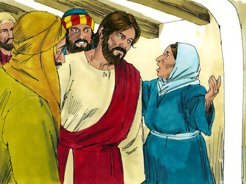 यीशु आराधनालय को छोड़कर शमौन (जो बाद में पतरस कहलाया) के घर गया। अब शमौन की सास को तेज बुखार था, और उन्होंने यीशु से उसकी सहायता करने के लिए कहा। – Slide número 7