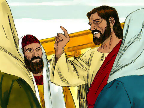 हर दिन, जब यीशु फसह के पर्व में था, वह मन्दिर के आंगन  में शिक्षा देता था। – Slide número 1