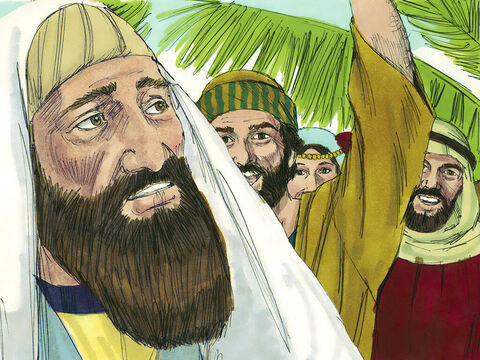 भीड़ में से कुछ फरीसियों ने यीशु से कहा, 'गुरु, अपने शिष्यों से कहो कि चिल्लाना बंद करें।' – Slide número 10