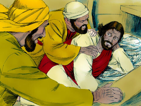 यीशु अभी भी नाव के पीछले भाग में सो रहा था। चेलों ने उसे उठाया। ‘गुरू, क्या आपको जरा भी चिंता नहीं कि हम डूबने वाले हैं। यीशु ने उनसे कहा, ‘हे अल्पविश्वासियों तुम इतने भयभीत क्यों हो? – Slide número 7