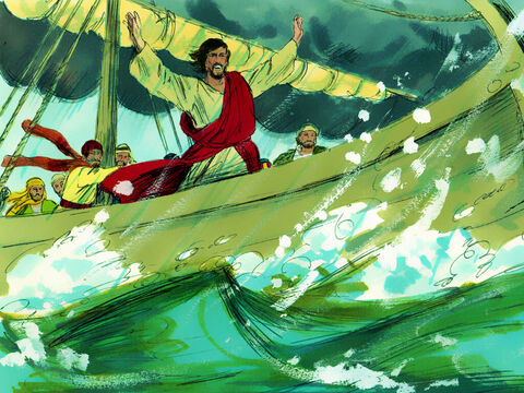 यीशु ने खड़े होकर तूफान को डांटा और कहा, ‘थम जा।’ – Slide número 8