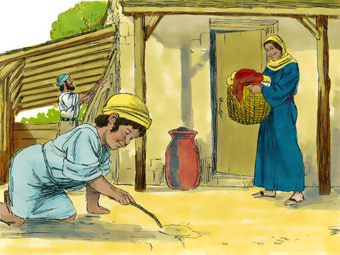 यीशु अपने माता-पिता युसुफ और मरियम के साथ नासरत में बड़ा हो रहा था। – Slide número 1