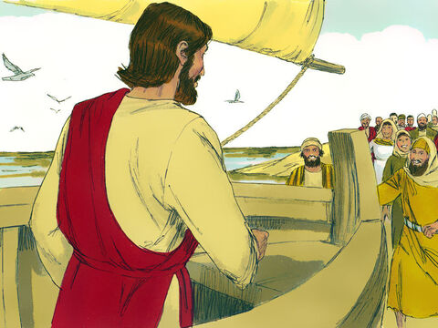 जब वे नाव पर से उतरे तो लोगों ने यीशु को पहचान लिया और बीमारों को उसके पास लाने लगे। जितनों ने उसके वस्त्र की छोर को छूआ, वे सब चंगे हो गए। – Slide número 12