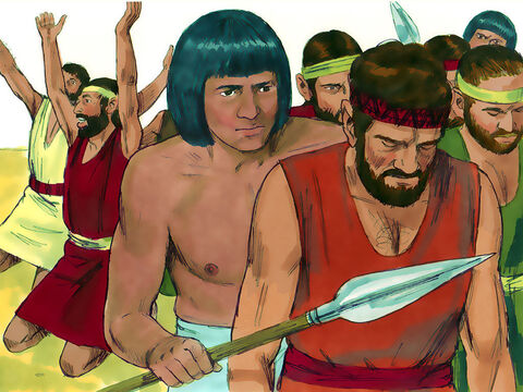 जब यूसुफ ने अपने आप को संभाला, तो उसने शिमोन को चुना और उसे ठीक उनकी आँखों के सामने बाँध कर बन्दीगृह में ले गया। – Slide número 9