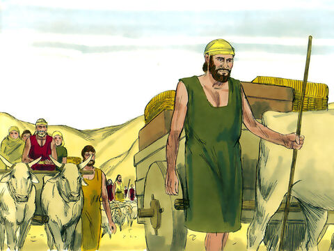 याकूब और उसका सारा परिवार मिस्र के लिए रवाना हुआ। मार्ग में परमेश्वर ने उससे कहा, 'मिस्र जाने से मत डर, क्योंकि वहां मैं तेरे वंश से एक बड़ी जाति बनाऊंगा।' – Slide número 20