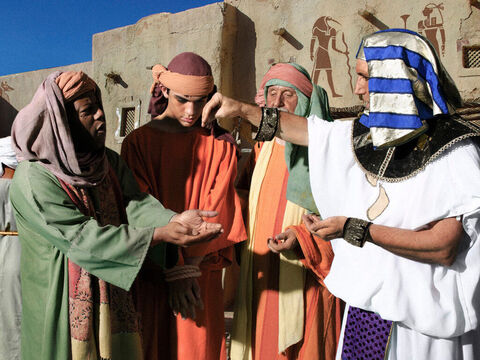 पोतीपर ने यूसुफ के लिए बोली लगाई और उसे ईश्माएली व्यापारियों से खरीद लिया। – Slide número 20