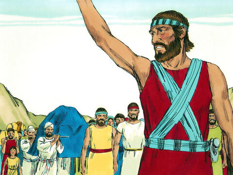 भोर को यहोशू इस्राएलियों को यरदन नदी तक ले गया, जहां उन्होंने डेरे खड़े किए। – Slide número 1