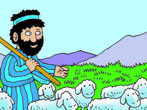 मूसा जंगल में भेड़-बकरियों को होरेब पर्वत पर ले गया, जहाँ भेड़ों के खाने के लिए बहुत अच्छी घास थी। – Slide número 3