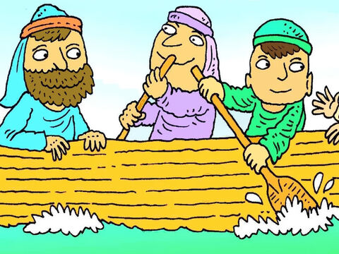 एक प्यारी शाम यीशु मसीह और यीशु मसीह के कुछ मित्र झील के उस पार नाव में सवार हुए। – Slide número 2