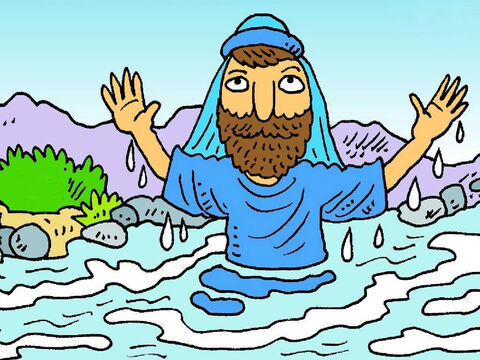 इसलिए यूहन्ना ने यरदन नदी में यीशु मसीह को बपतिस्मा दिया। जैसे ही यीशु मसीह पानी से बाहर आया, परमेश्‍वर की आवाज यह कहते हुए सुनी जा सकती है, ''यह मेरा बेटा है। मैं उसे बहुत प्यार करता हूँ। मैं यीशु मसीह के साथ बहुत खुश हूँ।' – Slide número 8