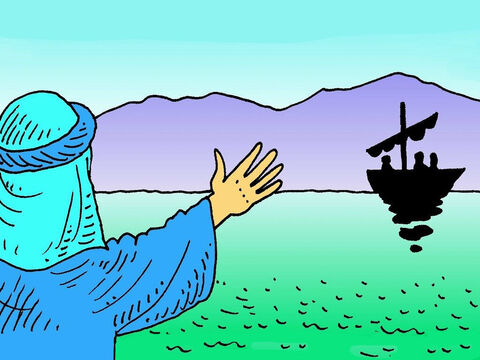 पतरस ने समुद्र तट पर यीशु के साथ बहुत से लोगों को देखा। वे चाहते थे कि यीशु उन्हें एक कहानी सुनाये। 'क्या मैं तुम्हारी नाव का उपयोग कर सकता हूँ?' यीशु ने पतरस से पूछा। वह नाव चाहता था, ताकि हर कोई उसे देख सके। – Slide número 4