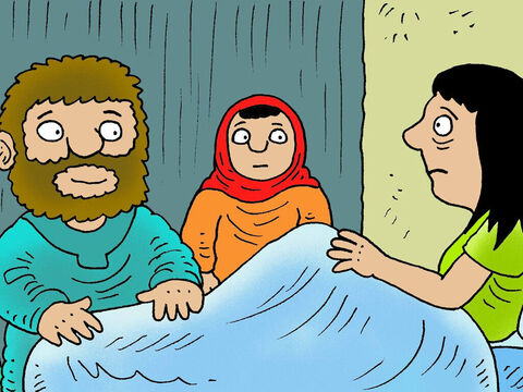 जब यीशु कफरनहूम में ही था, तब वह पतरस के घर गया और देखा कि पतरस की सास बुखार से पीड़ित थी। यीशु ने आगे बढ़ कर उसका हाथ छुआ। – Slide número 6