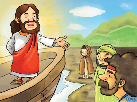 यीशु झील के किनारे जाकर बैठ गये। उसके चारों ओर बड़ी भीड़ जमा हो गई। इसलिये यीशु नाव पर चढ़ गया, और लोग किनारे पर बैठे रहे। यीशु ने उन्हें बहुत सी बातें सिखाने के लिए कहानियों का इस्तेमाल किया। उन्होंने कहा: 'एक किसान अपना बीज बोने के लिए बाहर गया।' – Slide número 1