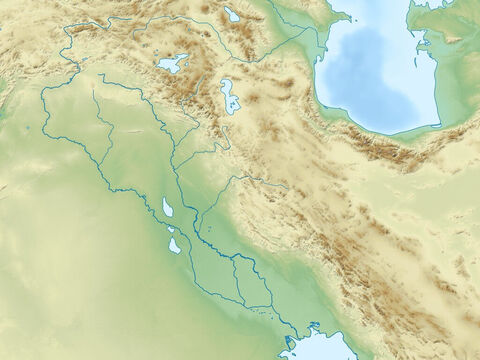 कैस्पियन सागर (ऊपर बाएं), फारस की खाड़ी (नीचे दाएं) ज़ैगबोस पर्वत, यूफ्रेट्स और टाइग्रेस नदियों का मैदान और अरब प्रायद्वीप। प्राचीन असीरियन और बेबीलोनियन साम्राज्यों का क्षेत्र। – Slide número 11
