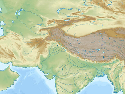 प्राचीन फारस। अरब सागर (निचला बाएँ), बंगाल की खाड़ी (निचला दाएँ)। हिमालय पर्वत (बीच में दाएँ)। – Slide número 13