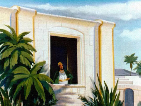 एक दिन इस्राएल का शासक, राजा अहाब, जेजरील  में अपने ग्रीष्मकालीन महल में जा रहा था। जब उसने अपने बगीचे को देखा तो उसने अपने पास मौजूद सभी खूबसूरत चीजों की प्रशंसा की। – Slide número 1