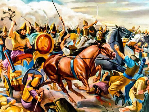 और वे युद्ध करने वाले लोग थे - राजा नबूकदनेस्सर के शासनकाल के दौरान, उसकी क्रूर, भयंकर बेबीलोन की सेनाओं ने आसपास के राष्ट्रों पर विजय प्राप्त की। – Slide número 3