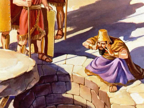 पत्थर हटा दिया गया और राजा ने पुकार कर कहा, 'जीवित परमेश्वर के दास दानिय्येल, क्या तुम्हारा परमेश्वर तुम्हें सिंहों से छुड़ा पाया है?' – Slide número 36