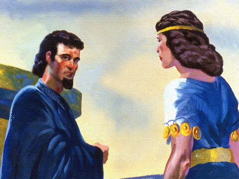 इसलिए नामान अपनी पत्नी से सहमत हो गया कि उसे जाकर भविष्यद्वक्ता को खोजने का प्रयास करना होगा। – Slide número 13